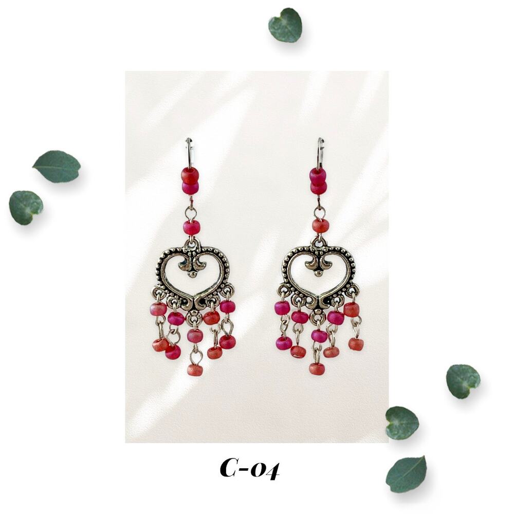Gentle Loving Soul Iridescent Red Heart Chandelier Earrings
